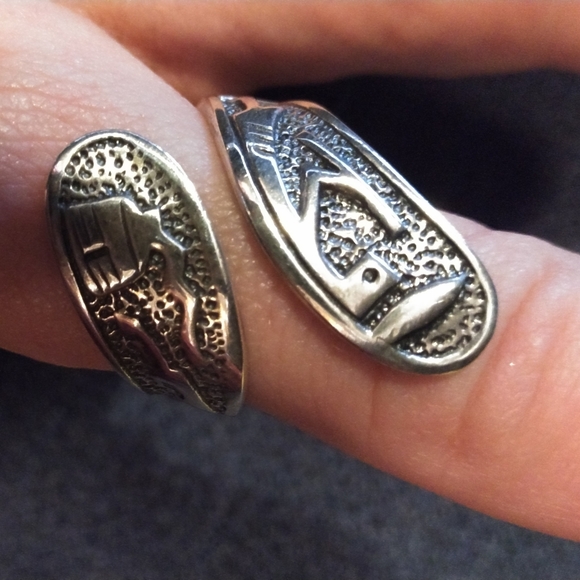 Sterling Silver Adjustable Spoon Ring Folksy - Picture 2 of 3